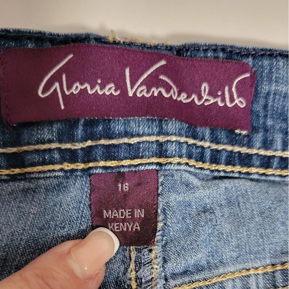 Gloria Vanderbilt size 16 blue denim jean shorts embellished * - Picture 5 of 10